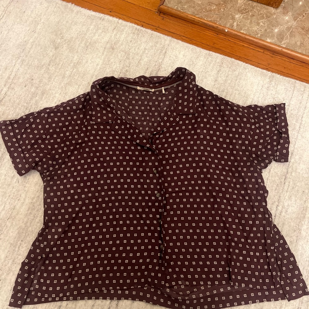Toad&Co Women's Maroon/Brown Patterned Button Down Shirt